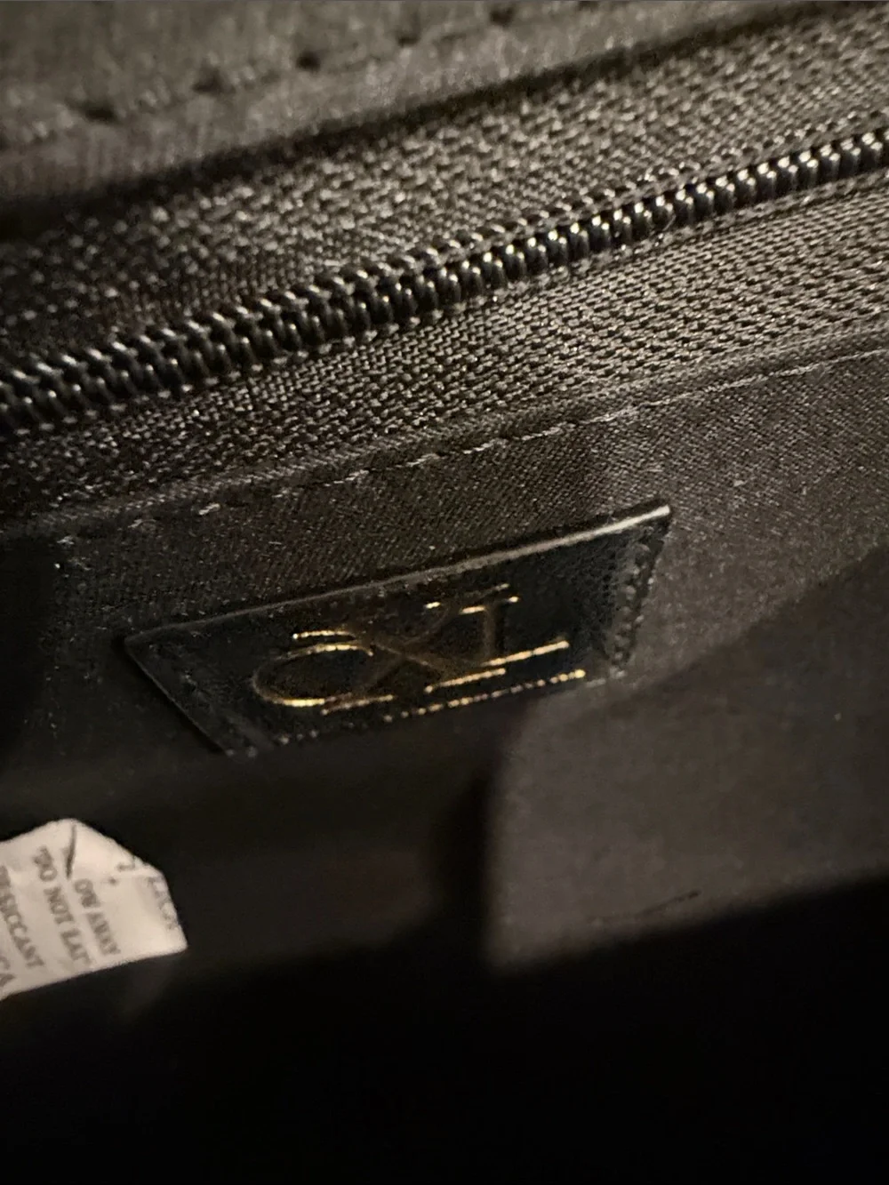 Black Leather Crossbody Bag with Gold Logo Accent